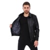 Erkek Gerçek Deri Klasik Beli Lastikli Mont Siyah K-1020-20205 FA5
