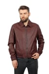 Erkek Gerçek Deri Klasik Luxury Ceket Beli Lastikli Komple  Bordo k-1113-19298 FA2
