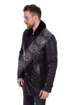 Erkek Gerçek Deri Klasik Luxury Kaban Kangru İçlik Vizon Yaka Kroko Siyah U-1219-19220