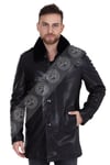 Erkek Gerçek Deri Klasik Luxury Kaban Kangru İçlik Vizon Yaka Kroko Siyah U-1219-19220