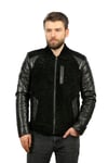 Erkek Gerçek Deri Klasik Luxury Kışlık Mont Siyah YK-1384-19493 FA1