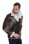 Erkek Gerçek Deri Kürk Kışlık Spor Biker Pilot Mont Viski CK-5031-19274