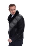 Erkek Gerçek Deri Kürk Kışlık Spor Biker  Pilont Mont Lacivert ck-5031-19018 FA2