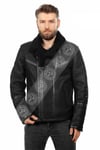 Erkek Gerçek Deri Kürk Kışlık Spor Biker Pilot Mont Siyah CK-5031-19471