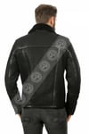 Erkek Gerçek Deri Kürk Kışlık Spor Biker Pilot Mont Siyah CK-5031-19471