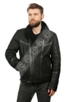 Erkek Gerçek Deri Kürk Kışlık Spor Biker Pilot Mont Siyah CK-5031-19471