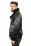 Erkek Gerçek Deri Kürk Kışlık Spor Biker Pilot Mont Siyah CK-5031-19471