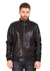 Erkek Gerçek Deri Spor Beli Lastikli Mont Siyah KLJ-986 - 19965 FA4