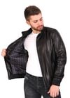 Erkek Gerçek Deri Spor Beli Lastikli Mont Siyah KLJ-986 - 19965 FA4