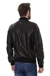 Erkek Gerçek Deri Spor Beli Lastikli Vintage Mont Siyah K-1561-19931 FA4