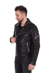 Erkek Gerçek Deri Spor Biker Mont Siyah K-1403-19575 FA1