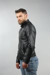 Erkek Gerçek Deri Spor Biker Mont Siyah K-372-16670 FA1