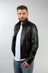 Erkek Gerçek Deri Spor Fermuarlı Mont Siyah K-1045-18530 FA1