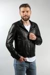 Erkek Gerçek Deri Spor Fermuarlı Mont Siyah K-1045-18530 FA1