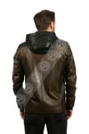 Erkek Gerçek Deri Spor Kaban Kapşonlu Haki Siyah K-1244-19168