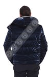 Erkek Gerçek Deri Spor Kışlık Mont Kapşonlu Su Geçirmez Kumaş Beli Lastikli Astragan Lacivert K-1517-19820 FA2