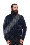 Erkek Gerçek Deri Spor Kışlık Mont Su Geçirmez Kumaş Beli Lastikli Astragan Lacivert K-1516-19819 FA2