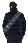 Erkek Gerçek Deri Spor Kışlık Mont Su Geçirmez Kumaş Beli Lastikli Astragan Lacivert K-1516-19819 FA2