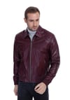 Erkek Gerçek Deri Spor Mont Beli Lastikli Bordo K-1113-19426 FA1