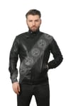 Erkek Gerçek Deri Spor Mont Çıkma Kol Beli Lastikli Siyah K-1347-19393