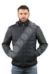 Erkek Gerçek Deri Spor Şişme Kışlık Mont Kapşonlu Scuba Siyah K-676-17320