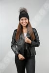 Kadın Gerçek Deri Biker Spor Mont Siyah BK-458-17175 FA1