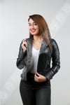 Women's Genuine Leather Trench Coat Coat Punto Black B-590-16848