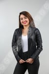 Women's Genuine Leather Biker Sport Coat Black BK-1031-18586