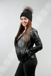 Kadın Gerçek Deri Biker Spor Mont Siyah BK-458-17175 FA1