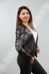 Women's Genuine Leather Biker Sport Coat Trok Black BK-686-17633