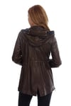 Women's Genuine Leather Classical Coat  Hooded Khaki bo-1442-19652 FA2