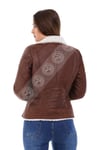 Kadın Gerçek Deri Klasik Kışlık Biker Mont Viski BK-1593 - 20124 FA5