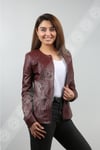 Women's Genuine Leather Classic Jacket Oversize Brown BK-806-17559