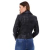 Kadın Gerçek Deri Spor Biker Ceket Siyah BK-1144-20067 FA5