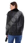 Kadın Gerçek Deri Spor Biker Kışlık Mont Siyah BK-1573-20213 FA5