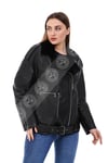 Kadın Gerçek Deri Spor Biker Kışlık Mont Siyah BK-1573-20213 FA5