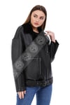 Kadın Gerçek Deri Spor Biker Kışlık Mont Siyah BK-1573-20213 FA5