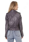Kadın Gerçek Deri Spor Biker Mont Gri BK-1569-19954 FA4