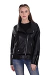 Kadın Gerçek Deri Spor Biker Mont Oversize Süet Siyah bk-1440-19606 FA2