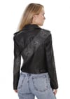 Kadın Gerçek Deri Spor Biker Mont Siyah BK-1534-19845 FA4