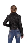Kadın Gerçek Deri Spor biker Mont Siyah BK-827-19564 FA2