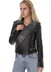 Kadın Gerçek Deri Spor Biker Mont Siyah BK-1534-19845 FA4