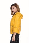 Kadın Gerçek Deri Spor Ceket Kapşonlu Oversize Sarı B-997-18391 FA1