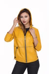 Kadın Gerçek Deri Spor Ceket Kapşonlu Oversize Sarı B-997-18391 FA1