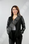 Men's Genuine Leather Sports Puffy Winter Coat Hooded Cashmere Black k-676-17325