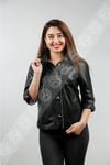 Kadın Gerçek Deri Spor Ceket Oversize Siyah b-998-18392