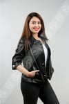 Kadın Gerçek Deri Spor Ceket Oversize Siyah b-998-18392