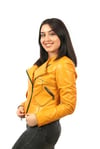 Kadın Gerçek Deri Spor Ceket Sarı BK-1155-19431 FA2