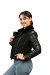 Kadın Gerçek Deri Spor Kışlık Mont   Şişme Siyah BK-827-19496 FA2