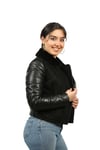 Kadın Gerçek Deri Spor Kışlık Mont   Şişme Siyah BK-827-19496 FA2